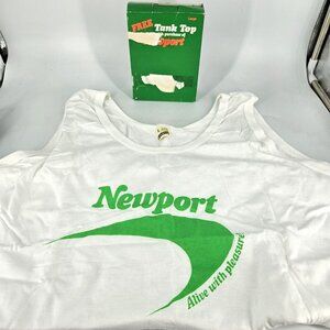 Vint Newport Shirt Mens Large White Tank Top Tobacco Promo Advertising USA 90s